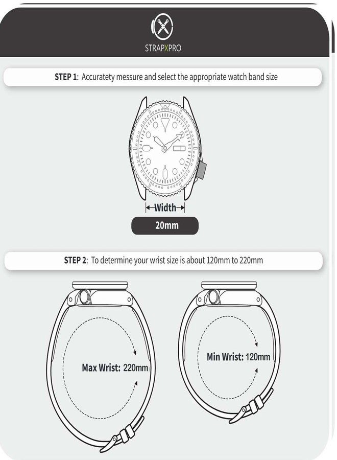INO Design Watch Bands 20mm 22mm - FKM Rubber Watch Strap Replacement Quick Release watchband for Men & Women, Universal Adjustable Cut-to-fit Watchstrap (Black with Silver Clasp) - Image 4
