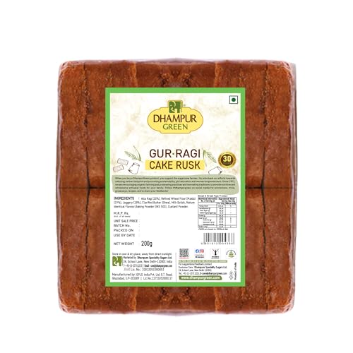 Dhampure Speciality Gur Ragi Cake Rusk, 200g | Tea Snack, Gur Bakery Rusk | Healthy Snacks With Low Sugar - Image 1
