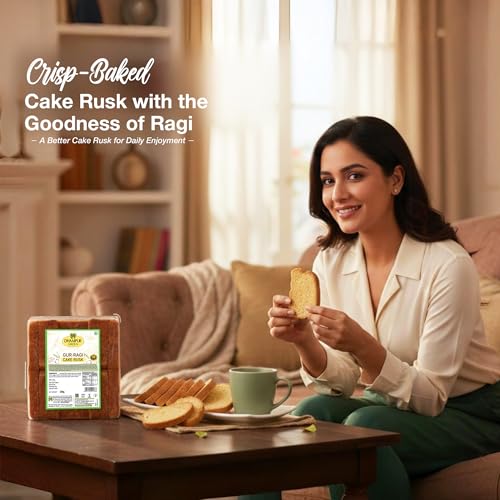 Dhampure Speciality Gur Ragi Cake Rusk, 200g | Tea Snack, Gur Bakery Rusk | Healthy Snacks With Low Sugar - Image 3