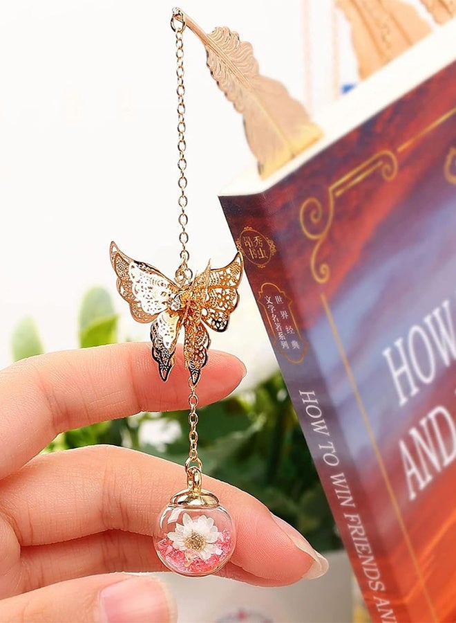 2Pcs Metal Leaf Bookmark Birthday Gift Teachers Women & Mothers Day Butterfly Book Mark  for Book Lover, Librarian Readers, Mom, Lady Female, Girl, Bookworm (Blue & Pink) - Image 5