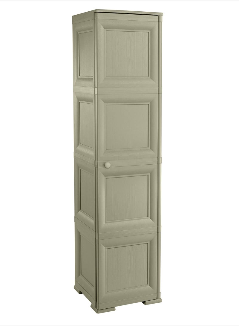 Tontarelli Tontarelli Storage Cabinet, Made in Italy, for Home, Office & Outdoor, Multipurpose Storage Cupboard with 4 Compartments, Multiple Shelves & Broom Hanging Section, 40L x 43W x 164H cm, Greyish Brown  - Image 1