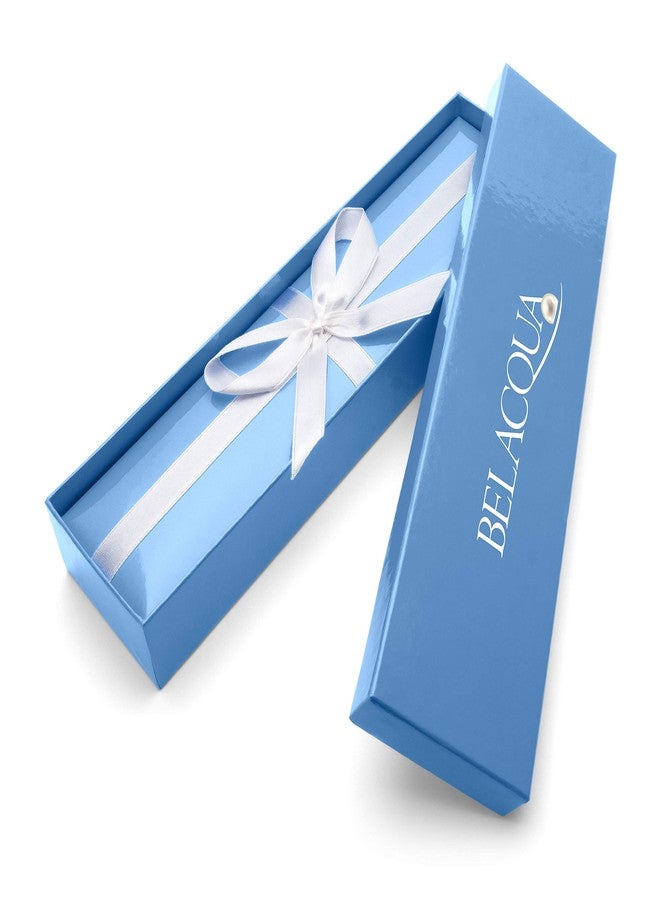 Belacqua Natural Green Jade and White Cultured Freshwater Pearl Strech Bracelet in 14K Yellow Gold Beads, Size- 8.5-9.5mm, Length 6.5 Inches, Real Pearl Jewelry for Women, Gift Box Included - Image 5