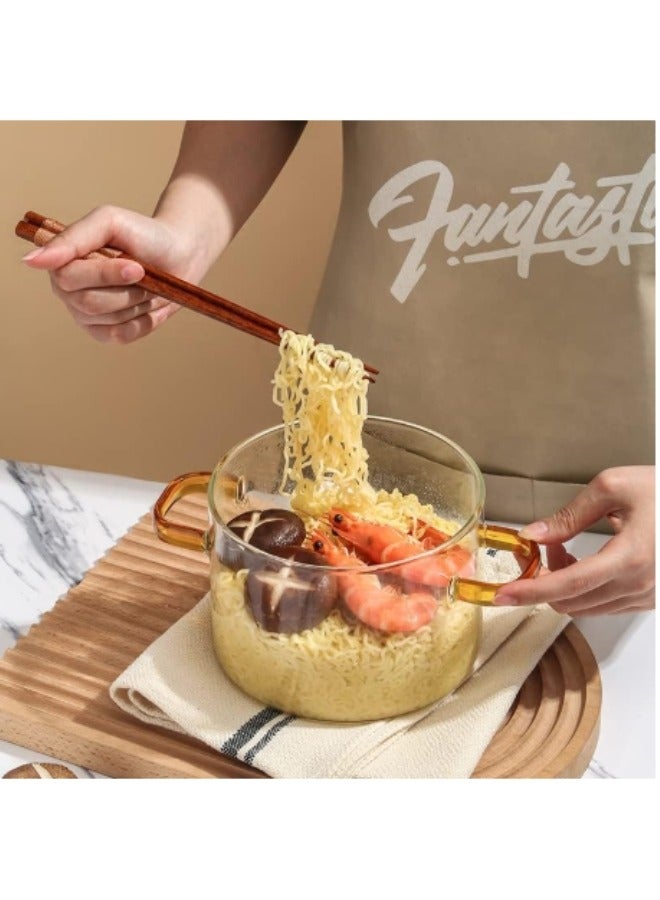 Glass Pots for Cooking 2.6L(87oz) Pot with Lid for Stove Top Glass Saucepan for Noodle Soup Milk-Clear - Image 4