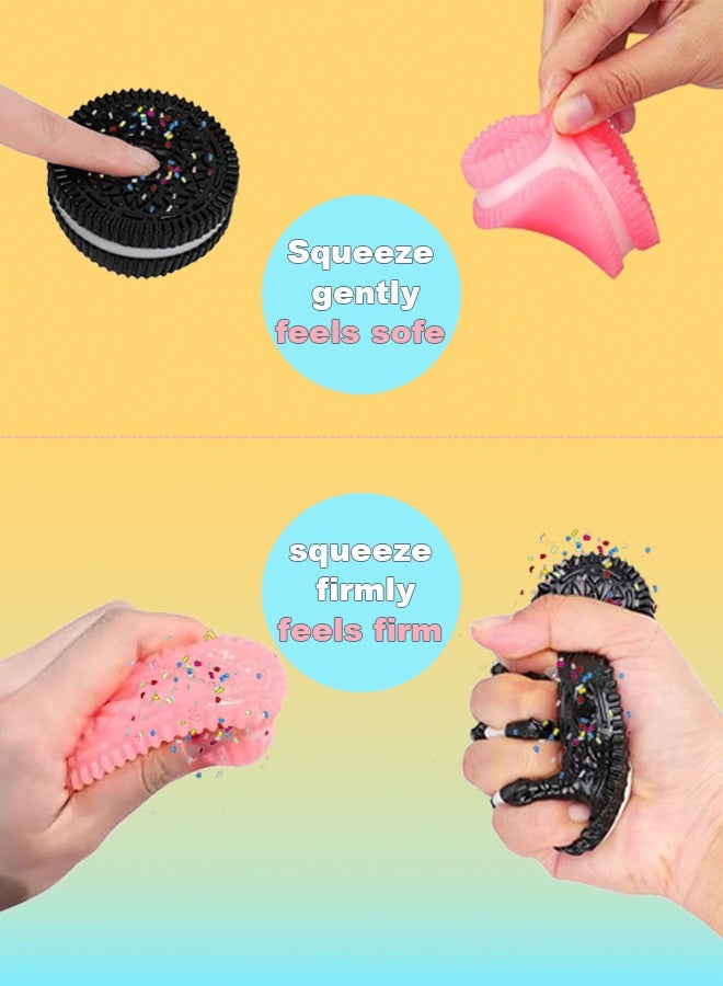 Sweet Life 4 Pcs Squishy Toys, Novelty Biscuit Stress Ball, Fidget Toys For Boys,Girls&Adults, Easy-To-Clean Stress Relief Toy（Pink, Black, Purple, Blue With Colorful Sugar）  - Image 2