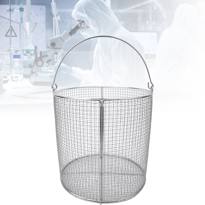 Stainless Steel Sterilization Basket: Anti-Corrosion High Temperature Resistant Burr-Free - Aseptic Concealed Handle Design Autoclave Basket for Hospital Laboratory Dental Instrument Sterilization - Image 5