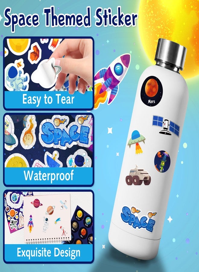 LINAYE 48 Sheets Space Stickers for Kids, 960 PCS Solar System Planets Outer Stickers for Classroom School, Waterproof Self Adhesive Crafts for Kids,Galaxy Outer Space Party Favors Reward for Students - Image 3