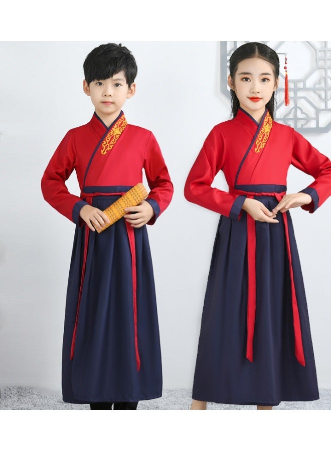 NIBEMINENT Children's performance costumes, Hanfu, ancient costumes, academic style, boys and girls, three-character classic, and bookboy roles - Image 1