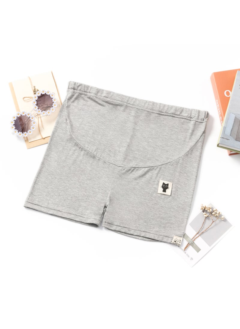 Generic Maternity Shorts Thin Casual Three-quarter Length Pants Belly Support Bottoming Pants Summer Wear for Pregnant Women 302 light gray 