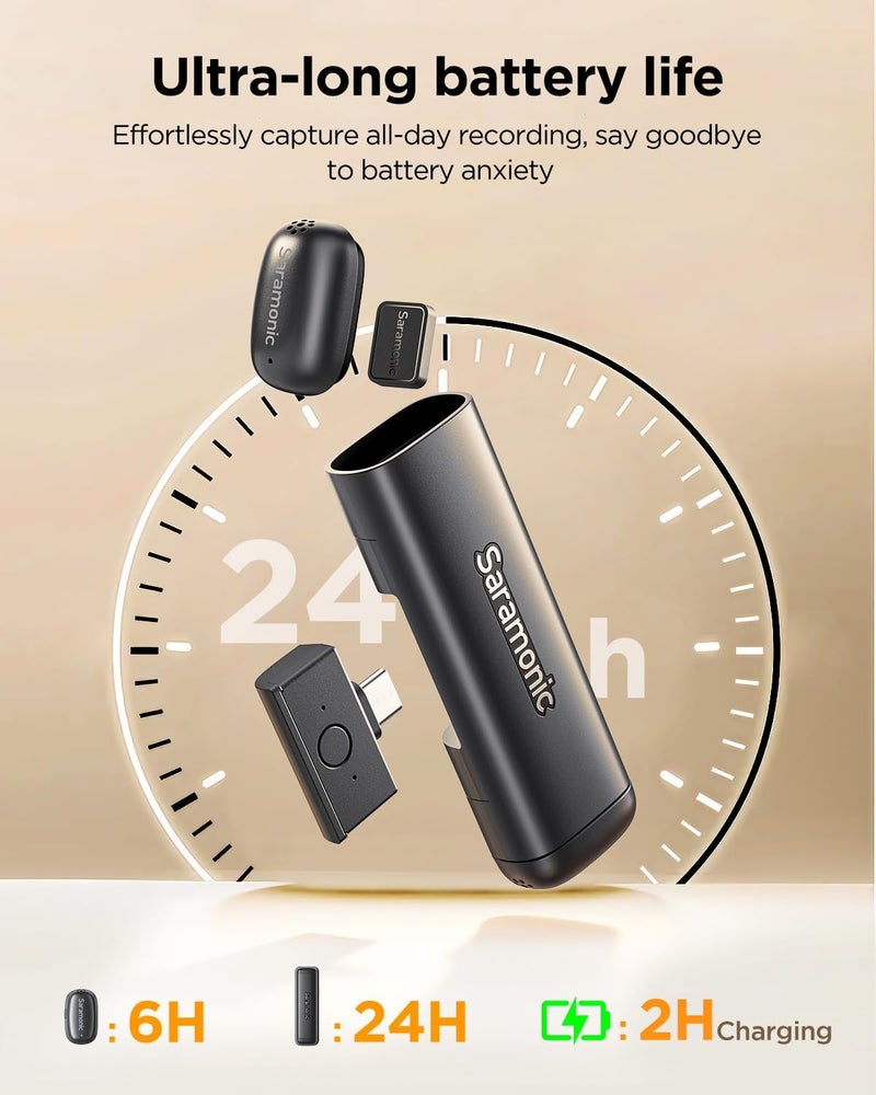 سارامونيك ميكروفون لافالير لاسلكي Saramonic Air SE، 48 كيلوهرتز/24 بت، ميكروفون صغير USB-C و Lightning لأجهزة iPhone و Android و PC، ميكروفون مشبك للتدوين المرئي والبث المباشر ويوتيوب والمقابلات - Image 4
