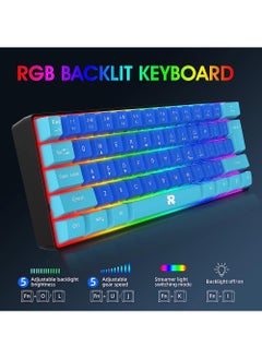 Rock Pow 60% Wired Gaming Keyboard RGB Ultra-Compact Mini Keyboard Waterproof Mechanical Feeling Small Keyboard for PC/Mac Gamer Typist Travel Easy to Carry on Business Trip  - Image 3