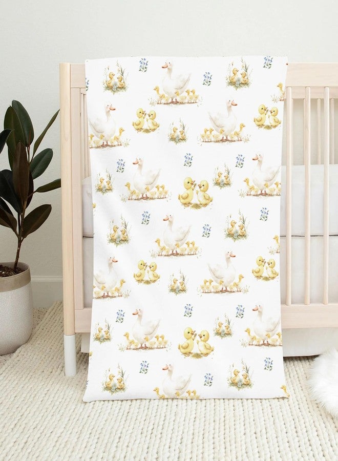 Wicbfdfv Cute Ducks Wild Floral Baby Blankets for Boy Girl Yellow Duck Wildflowers Flannel Fleece Blanket for Kids Infant Newborn Farm Animal Toddler Nursery Bedding Shower Gift Duck 40x50inch - Image 2