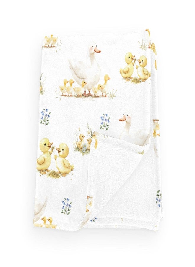 Wicbfdfv Cute Ducks Wild Floral Baby Blankets for Boy Girl Yellow Duck Wildflowers Flannel Fleece Blanket for Kids Infant Newborn Farm Animal Toddler Nursery Bedding Shower Gift Duck 40x50inch - Image 1