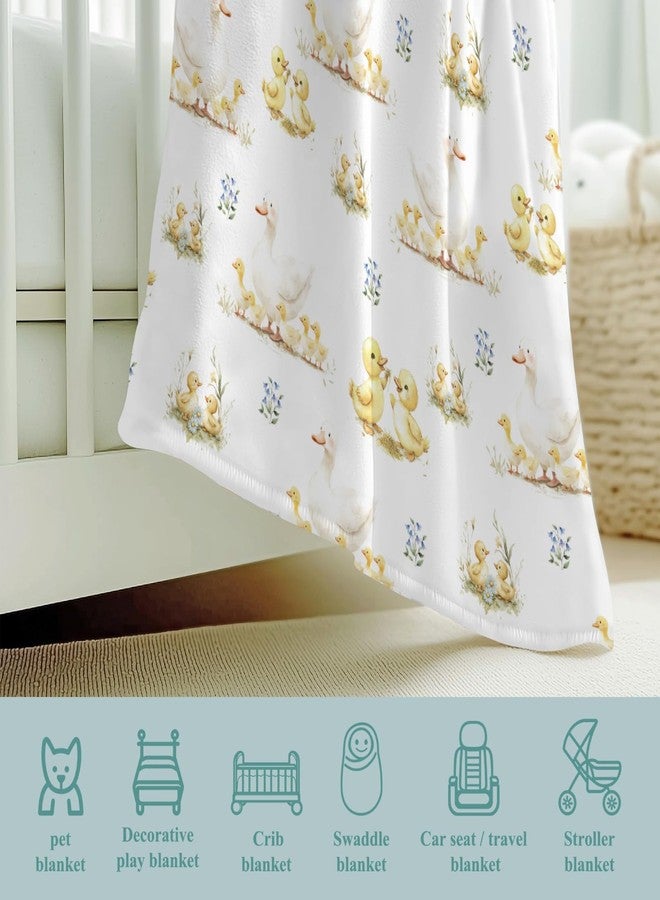 Wicbfdfv Cute Ducks Wild Floral Baby Blankets for Boy Girl Yellow Duck Wildflowers Flannel Fleece Blanket for Kids Infant Newborn Farm Animal Toddler Nursery Bedding Shower Gift Duck 40x50inch - Image 4