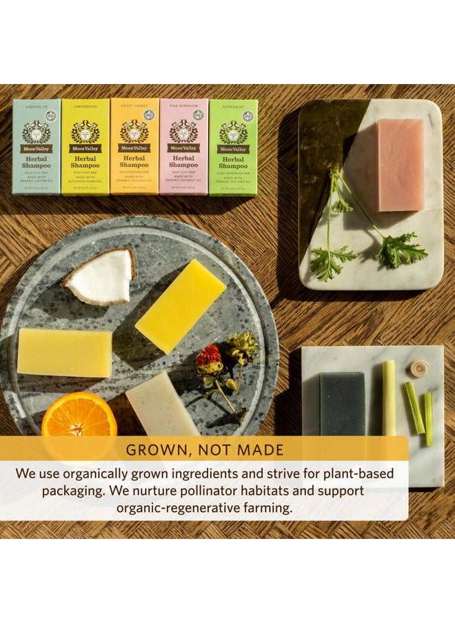 Moon Valley Organics - Herbal Shampoo Bar – Peppermint, Sweet Carrot, Pink Geranium, 3 Pack Bundle - Image 1