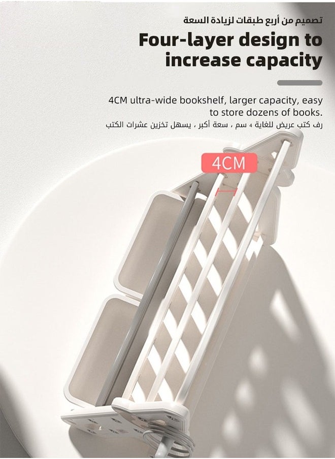بيوينتي رف كتب للأطفال، منظم رفوف الكتب للأطفال مع رفين لتخزين الألعاب الرضع، رفوف كتب من مادة PP برسوم كرتون - مجموعة منظم التخزين  - Image 5