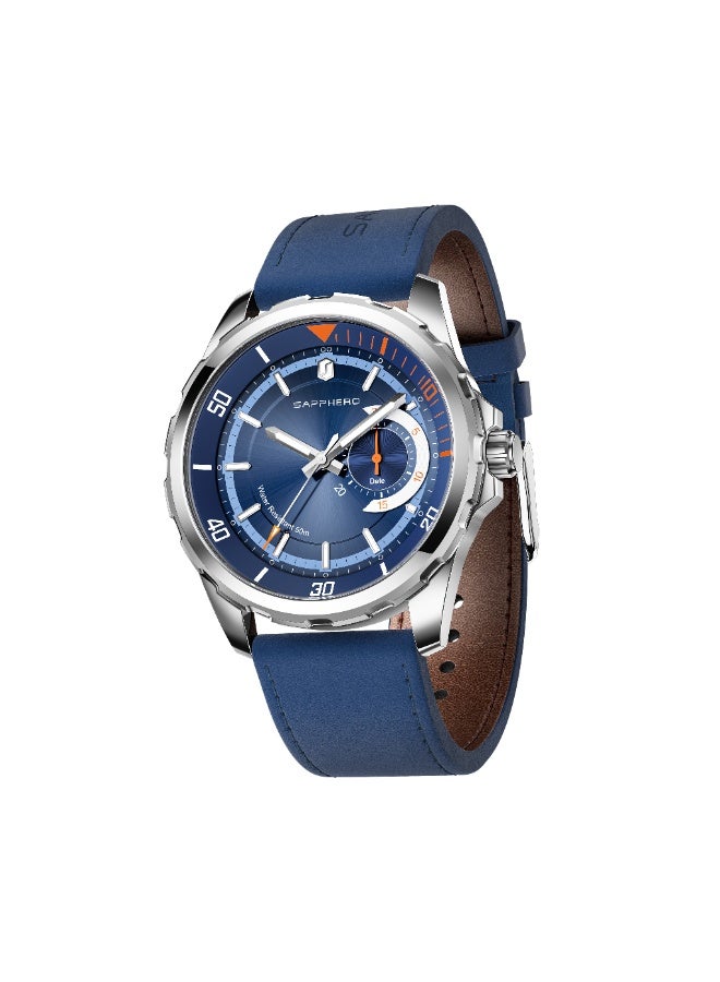 SAPPHERO Mens Watch Analog Quartz Watches with Date Subdial Leather Strap 50M Waterproof Business Work Sport Casual Dress Wristwatch Elegant Gift for Men