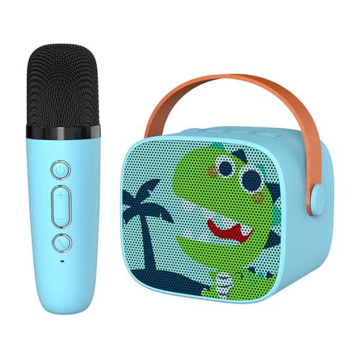 Snowall Mini Karaoke Machine for Kids Portable Bluetooth Speaker with Wireless MicrophoneKids Music Player Toys for Girls and Boys34 5 6 7 8 Years Old Teens Birthday GreenDinosaur - Image 1