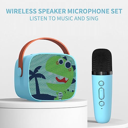 Snowall Mini Karaoke Machine for Kids Portable Bluetooth Speaker with Wireless MicrophoneKids Music Player Toys for Girls and Boys34 5 6 7 8 Years Old Teens Birthday GreenDinosaur - Image 5