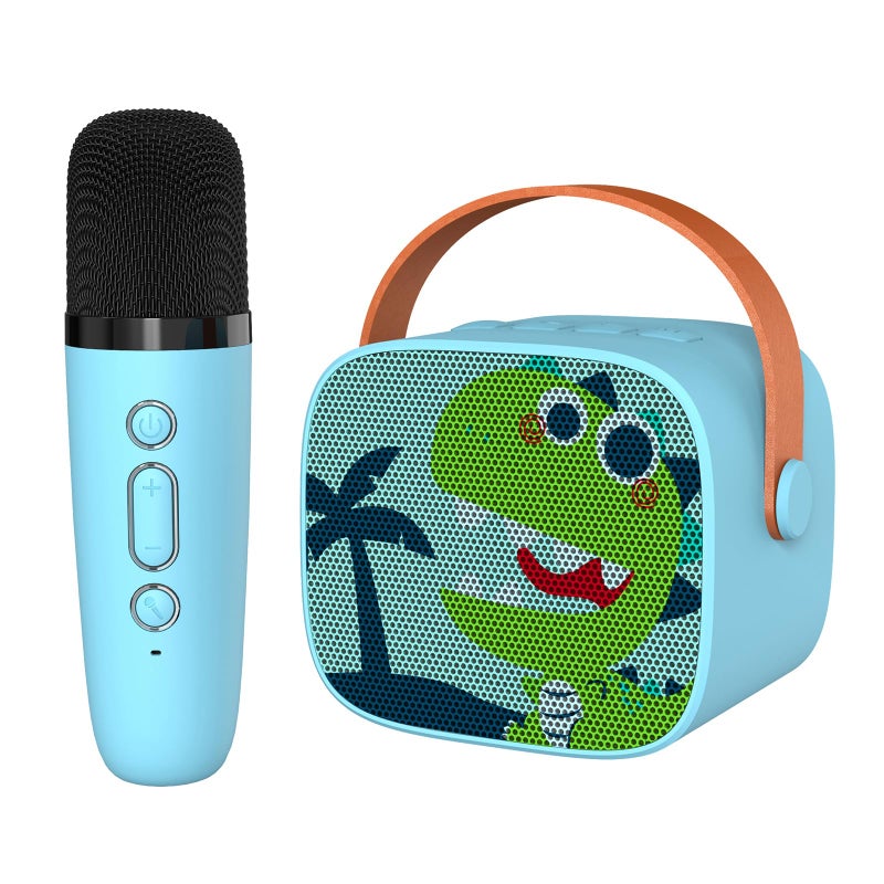 Snowall Mini Karaoke Machine for Kids Portable Bluetooth Speaker with Wireless MicrophoneKids Music Player Toys for Girls and Boys34 5 6 7 8 Years Old Teens Birthday GreenDinosaur - Image 3