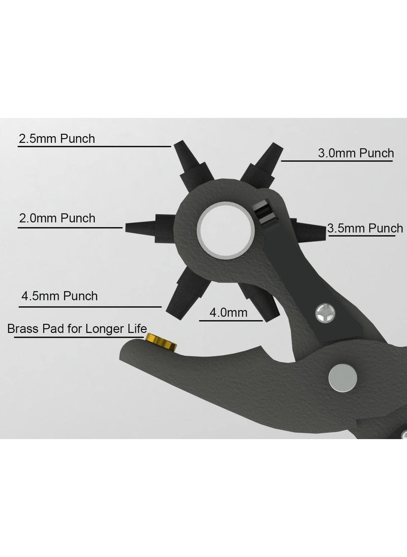 KNYUC MART KNYUC MART Punch Hole plier Hand Tool Metal revolving Heavy Duty PuncherPunching Machine with Grip for Leather Belts Watch Bands Bags Dog Collars Fabric or Craft Projects Metal  - Image 2