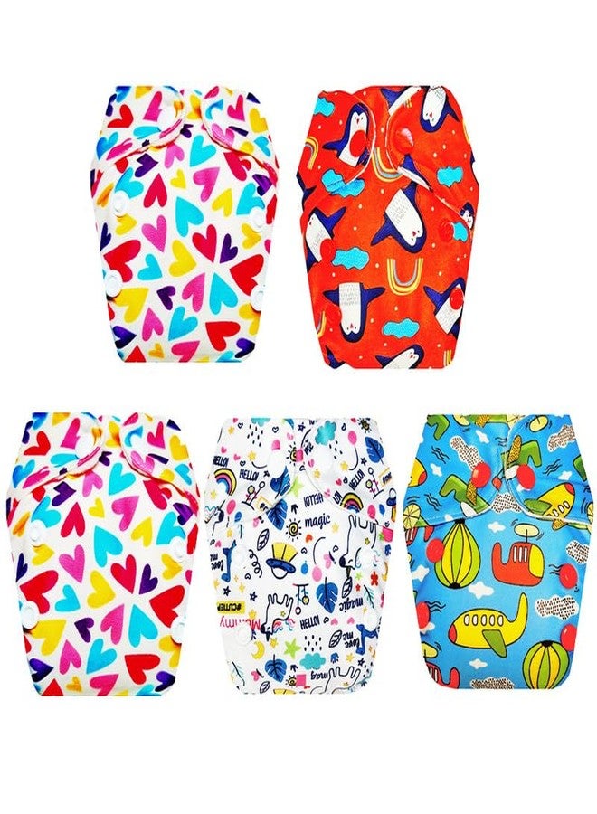 Dumbledo Premium Newborn Cloth Diaper with Integrated Soaker (Pack of 5) | Soft & Gentle | Reusable & Washable | Adjustable Snaps | Everyday Diapering Essential | 0 - 4 Months | Unisex Baby - Image 1