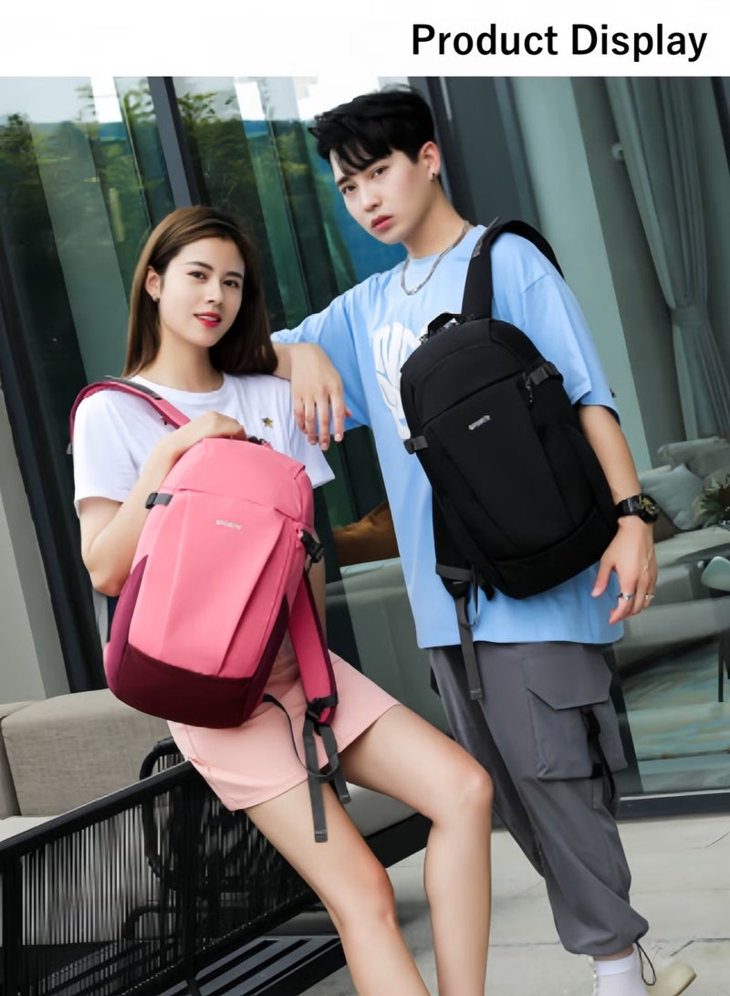 هالامودو حقيبة رياضية رجالية للتسلق حقيبة ظهر محمولة للسفر في الهواء الطلق حقيبة عادية حقيبة من قماش أكسفورد حقيبة كتف مزدوجة حقيبة مقاومة للماء مع مساحة تخزين متعددة الطبقات ووسادة ظهر مسامية على شكل خلية نحل - Image 4