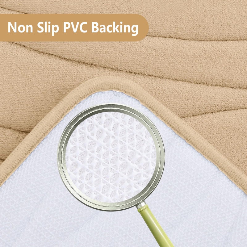 بجند بوجاندا Memory Foam Progh Brugات 24 × 16 إضافيًا ناعمًا وامتصاصًا الحصير الحافز غير القابل للانزلاق والآلة سجاد حمام قابلة للغسل لحوض حوض أرضي ودش بيج - Image 2