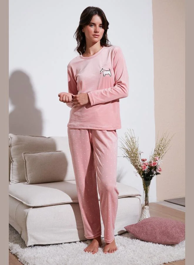 Lela Lela Patterned Regular Fit Crew Neck Long Sleeve Pajama Set Women's Pajama Set 65713312