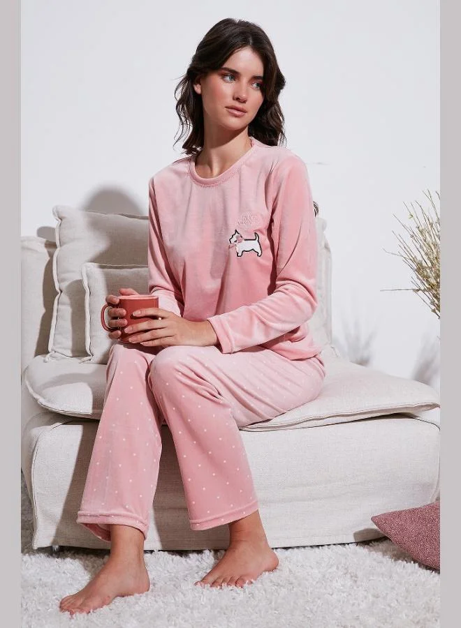 Lela Lela Patterned Regular Fit Crew Neck Long Sleeve Pajama Set Women's Pajama Set 65713312