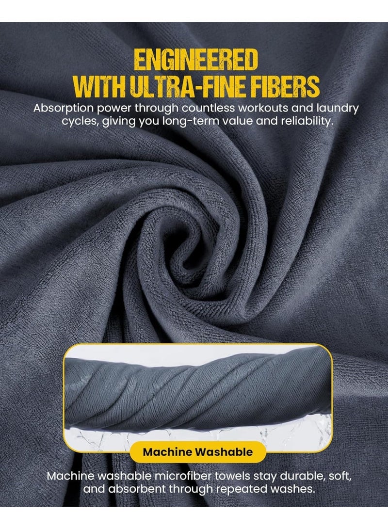 RIGID FITNESS Microfiber Workout Towels, Quick Dry, Super Absorbent Gym Towel, Odor Free Sweat Towel for Gym, Yoga, Running & Outdoor - Fast Drying for Men and Women - Set of 3 (Dark Gray) - Medium Size 80 x 40cm - Image 5