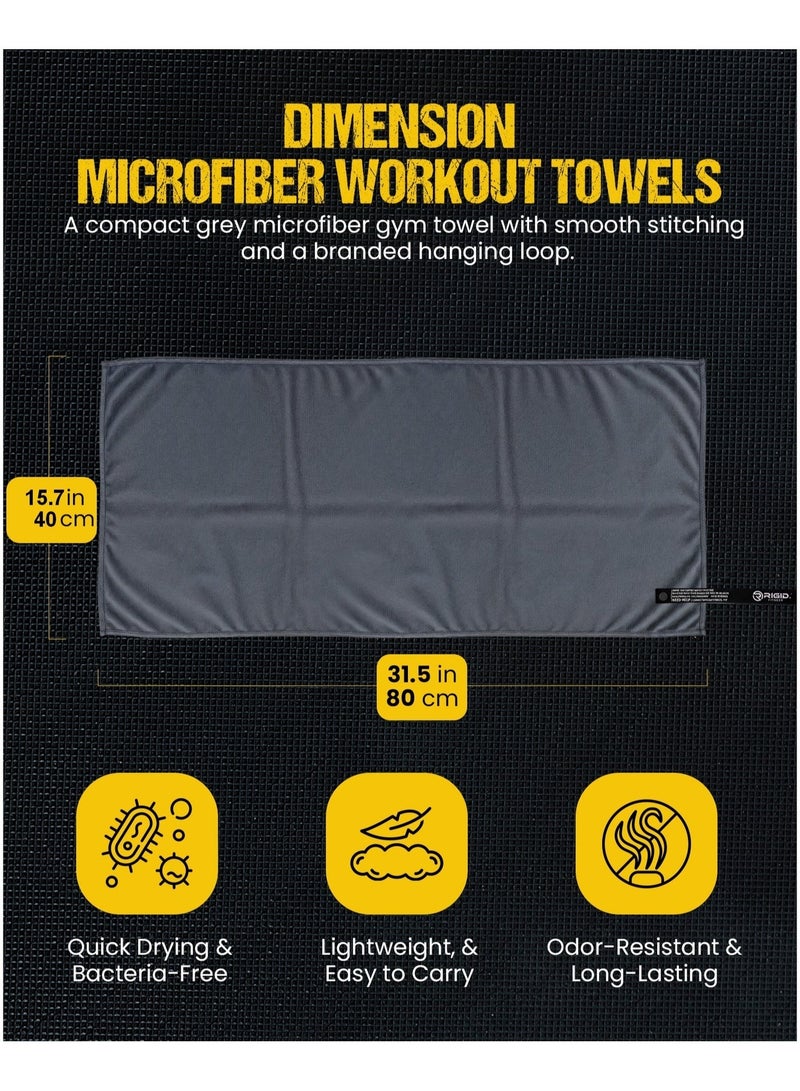 RIGID FITNESS Microfiber Workout Towels, Quick Dry, Super Absorbent Gym Towel, Odor Free Sweat Towel for Gym, Yoga, Running & Outdoor - Fast Drying for Men and Women - Set of 3 (Dark Gray) - Medium Size 80 x 40cm - Image 3