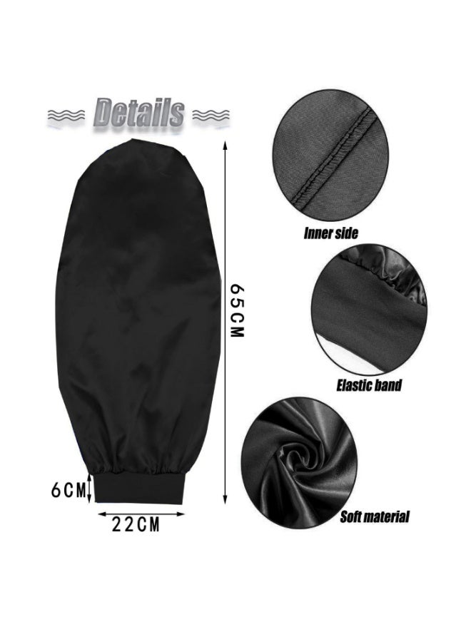 GlamKit Satin Bonnet Sleep Cap Silk for Natural Hair Long Extra Large Bonnets Women Night Wide Elastic Band Very Soft Comfortable Black - Image 2