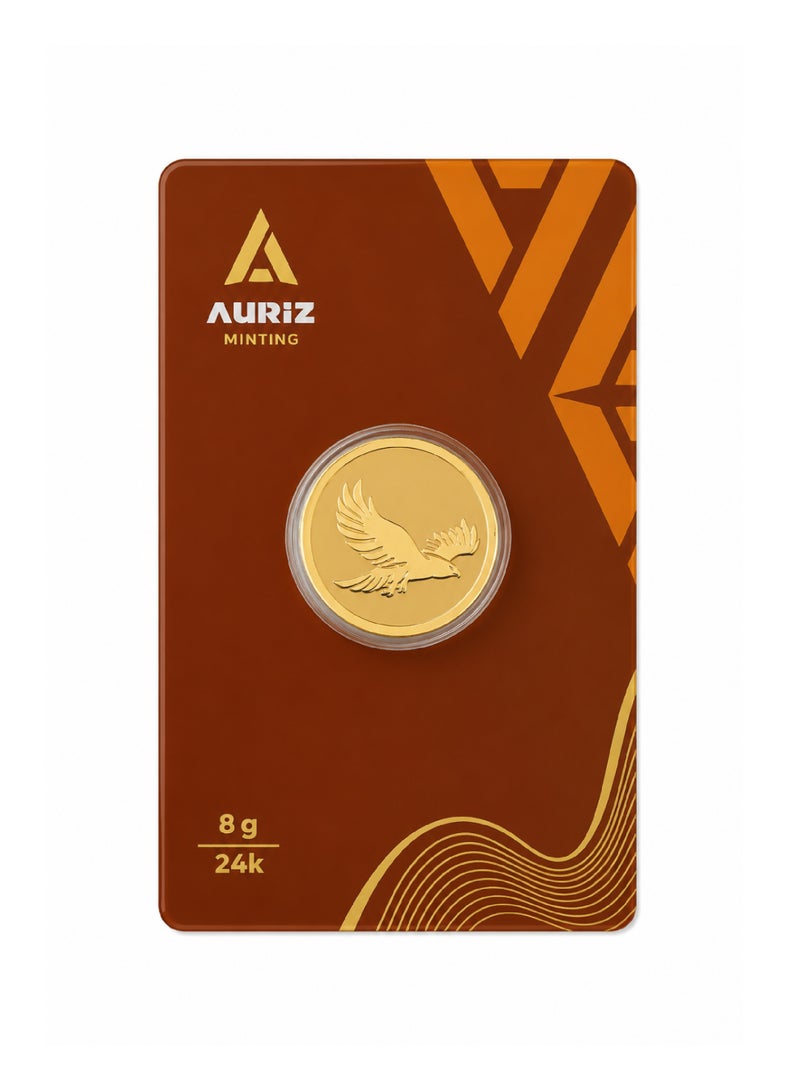 Auriz Minting 8 grm Pure 999.9 Fine Gold Coin Eagle Design phoenix  24KT - 8 Gram - Image 1