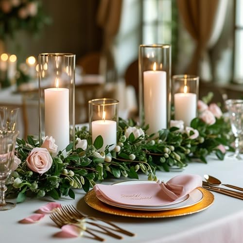 Mavelune 24Pack White Pillar Candles with Glass Cylinder Vases 12 Vases 12 Candles Elegant Tall Candle Holders for Weddings Events and Home Dcor Centerpieces - Image 3