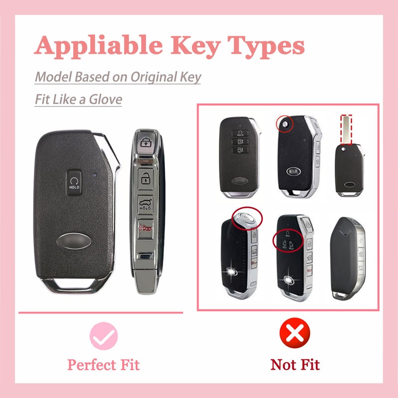 TECARATE for Kia Key Fob Cover - 5 Button TPU Car Key Case Shell Protector with Keychain Fit for Kia K5, Forte, Sportage, Soul, Seltos, Telluride, Sorento, Niro (White) - Image 2