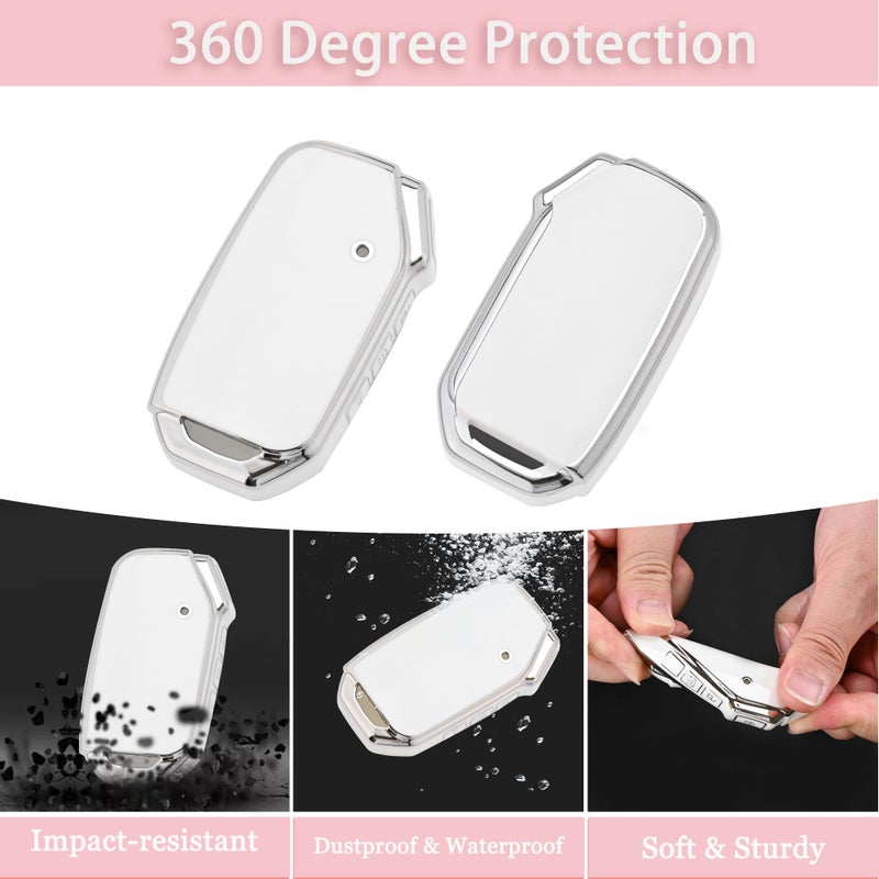 TECARATE for Kia Key Fob Cover - 5 Button TPU Car Key Case Shell Protector with Keychain Fit for Kia K5, Forte, Sportage, Soul, Seltos, Telluride, Sorento, Niro (White) - Image 3