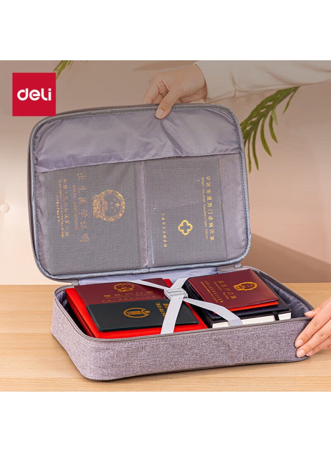 ديلي Deli حافظة وثائق مقاومة للماء والغبار، ملف متعدد الوظائف بسعة كبيرة للاستخدام المنزلي، مزود بفاصل Pp مدمج، طبقة واحدة، رمادي - Image 1