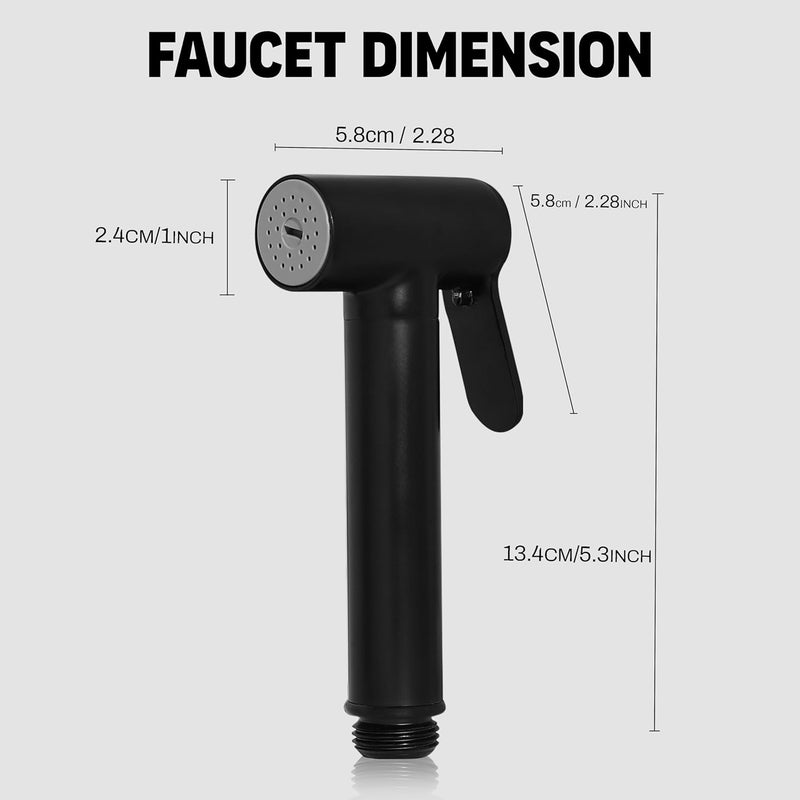 PIXELPACE Brass Health Faucet Set for BathroomBlack Jet Spray for Toilet Shower Faucet Ultra Flexible Shower Hose Jet Spray for ToiletAdjustable Water Pressure Control Wash Diaper Cloth - Image 4