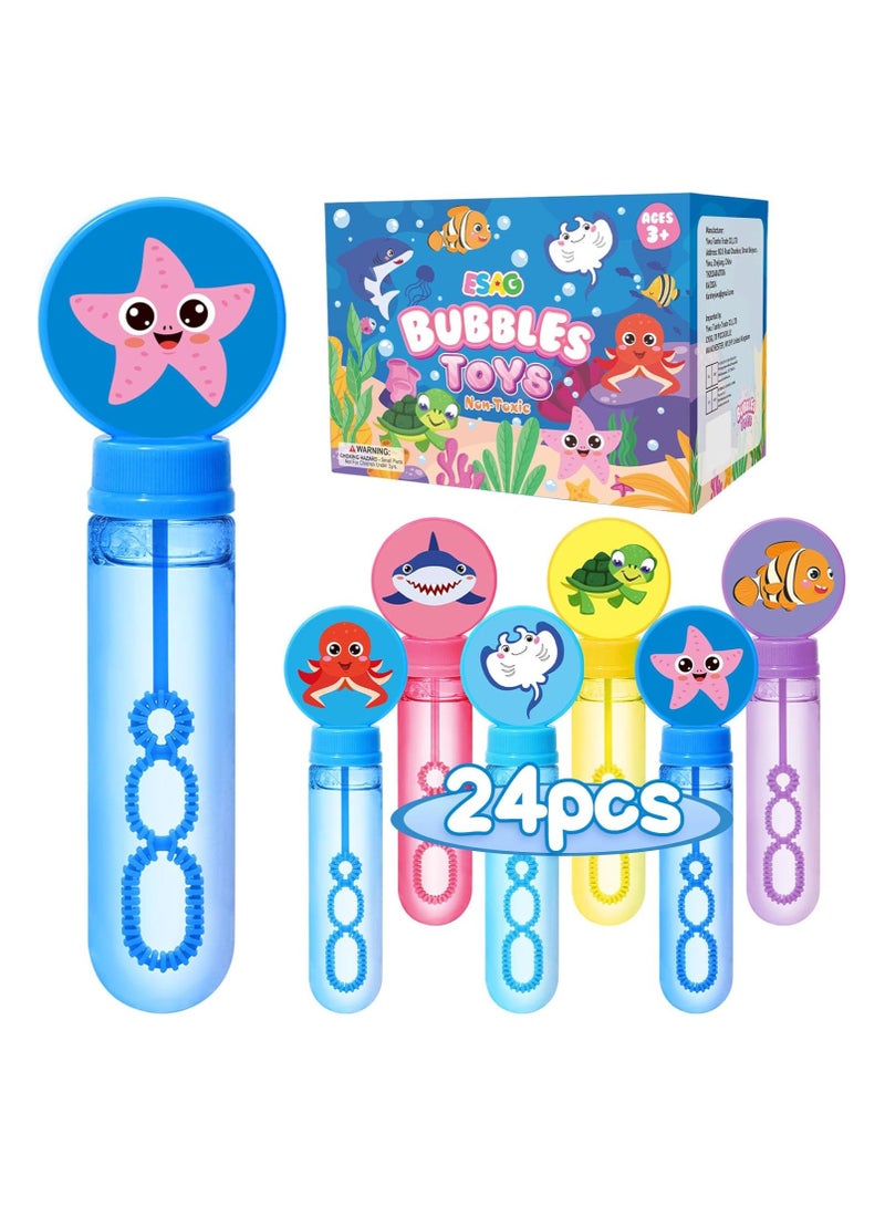 24Pcs Under The Sea Bubble Wands for Kids Toddlers Bubbles Party Favors Mini Bubbles Bulk Valentines Easter Wedding Birthday Gift Filler Summer Ocean Animal Boys Under The Sea Party Favors  - Image 1