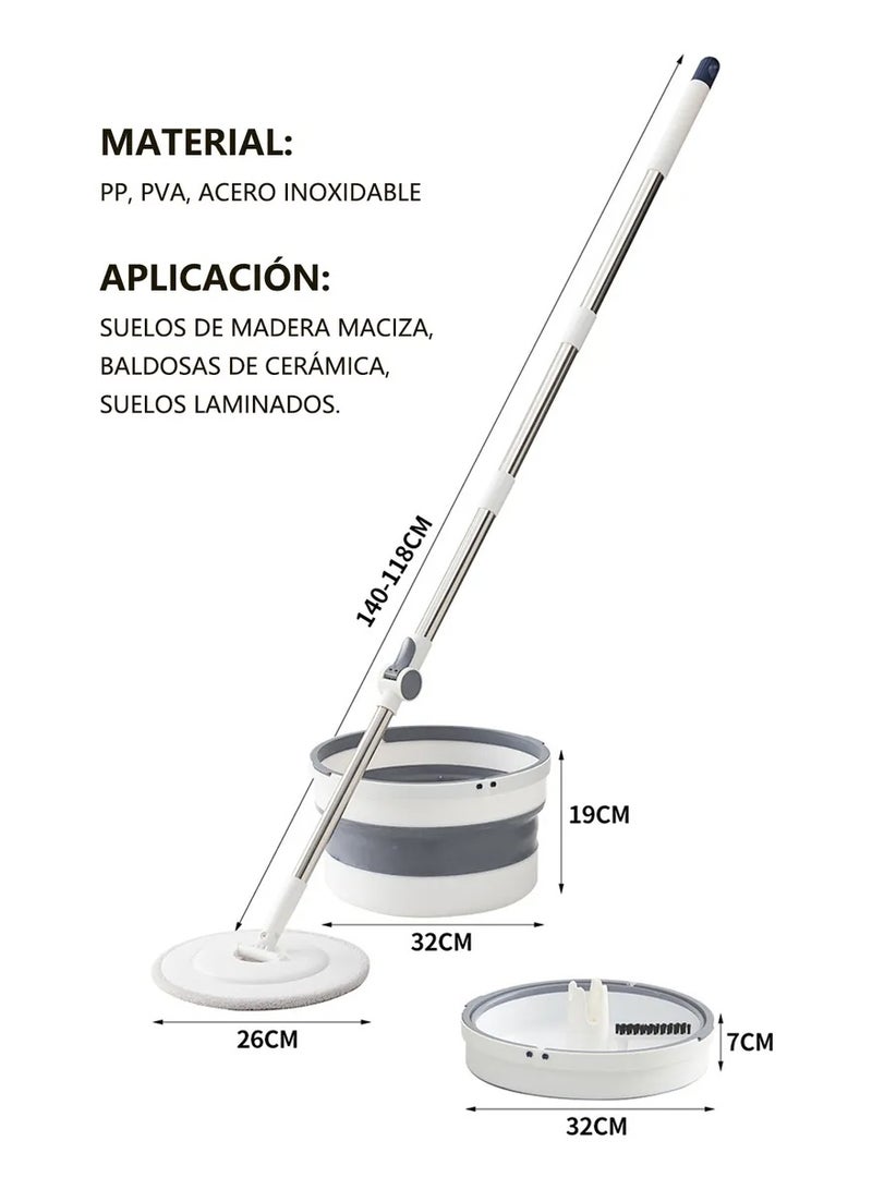 كيتشينو مجموعة ممسحة دوارة ودلو مع نظام فصل ذاتي للمياه النظيفة والمتسخة مع وسادة ممسحة قابلة لإعادة الاستخدام ورأس ممسحة مربعة دوارة 360 درجة تستخدم للبلاط السيراميكي والأرضيات الخشبية - Image 2
