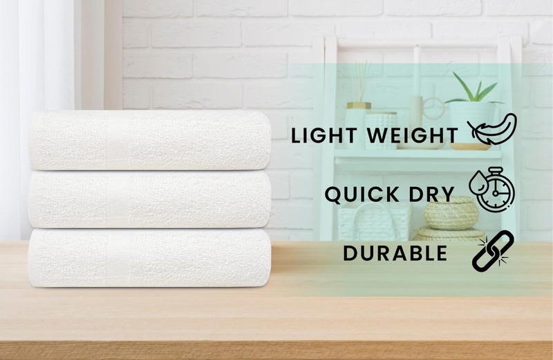 ZUPERIA White Bath Towels Bulk 12 Pack - 20 x 40 Inches  100% Cotton Economy Light Weight Towels for Commercial Use - Quick Dry  Ultra-Soft  and Absorbent Bulk Towels - Image 1