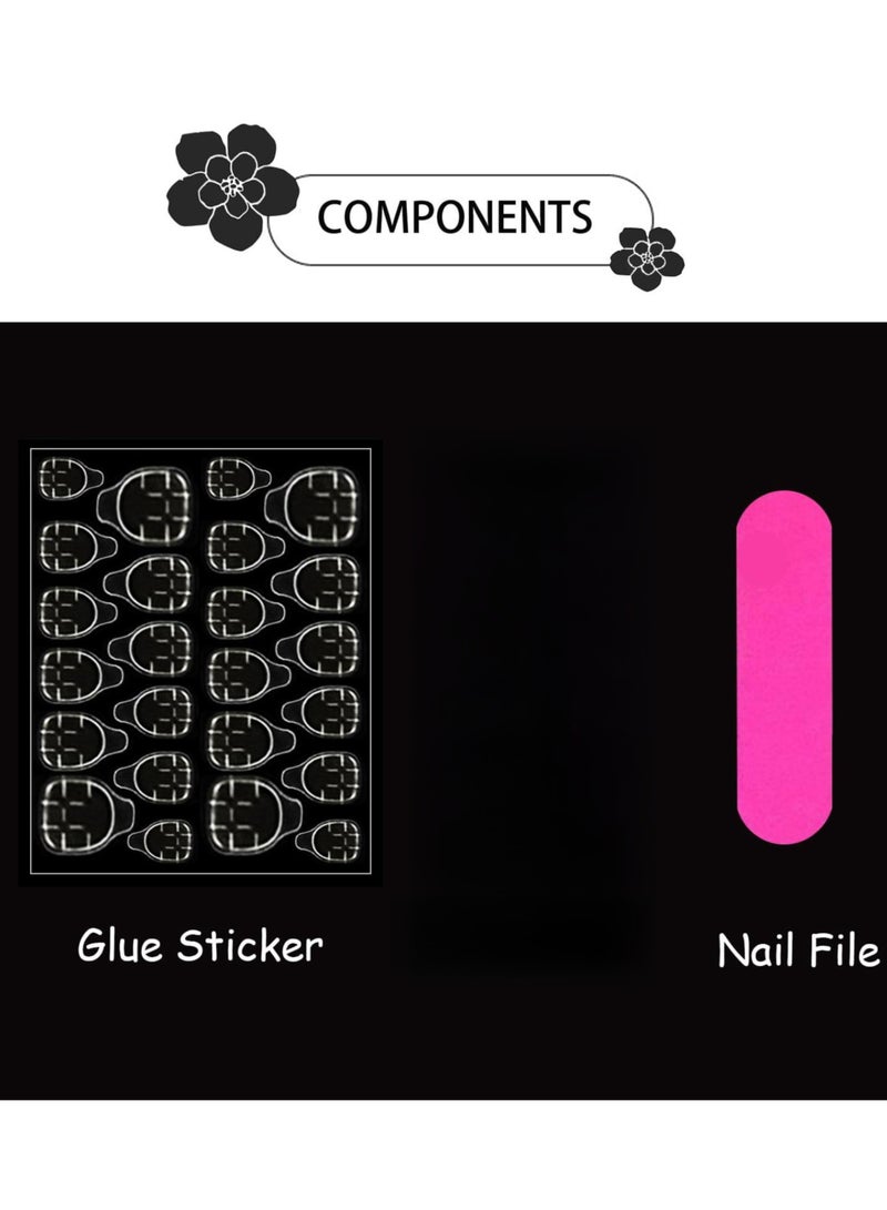 KHAJUL New Arrival Press On Toenails with Jelly Stickers and Nail File, Glossy Full Cover Acrylic Glue for Women Manicure (48-Piece Pink) - Image 5