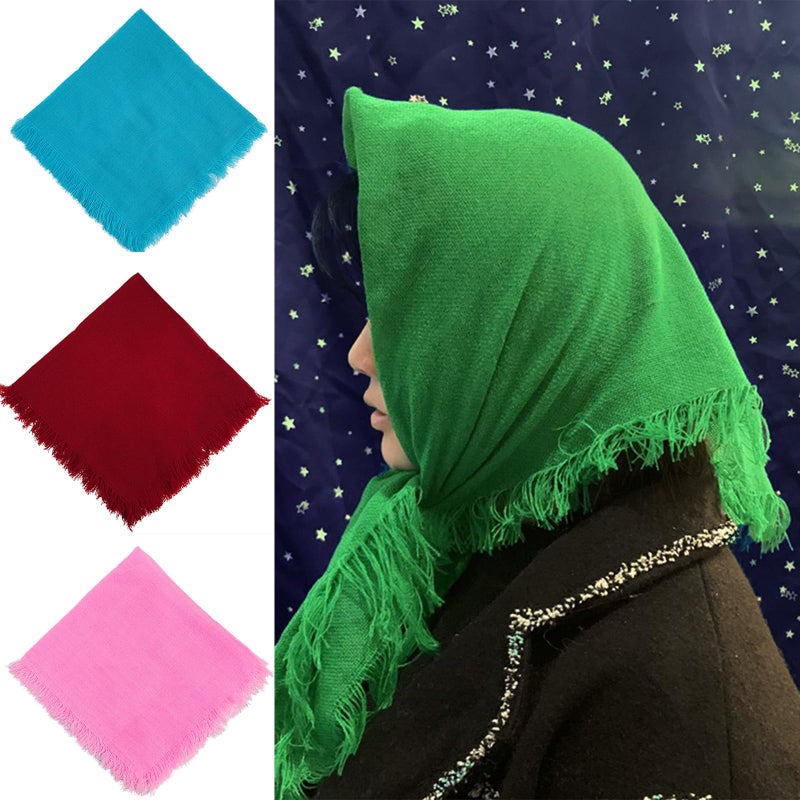 اللفة الرأس الخضراء 75x75 سم بحاشية فروية للجنسين للبالغين غطاء رأس قابل للتنفس - Image 3