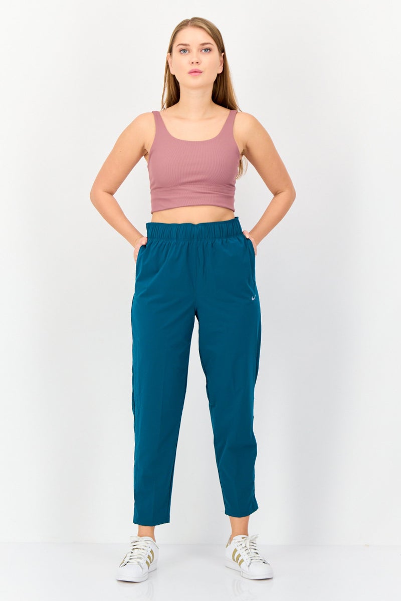 Nike Women Standard Fit Brand Logo Running Track Pants, Green - Image 2