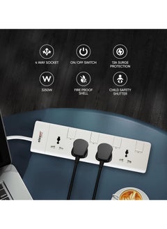 elexon 4 Way Power Extension Socket With 2M Cable  - Image 5