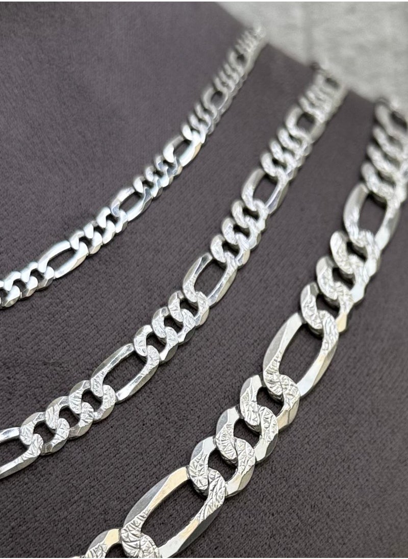 Al Kasr Jewelry Contemporary Link Chain Necklace - Sterling Silver 925 - Plated Rhodium White Gold 18K - 50cm x 7mm - Available in Multiple Sizes  - Image 4