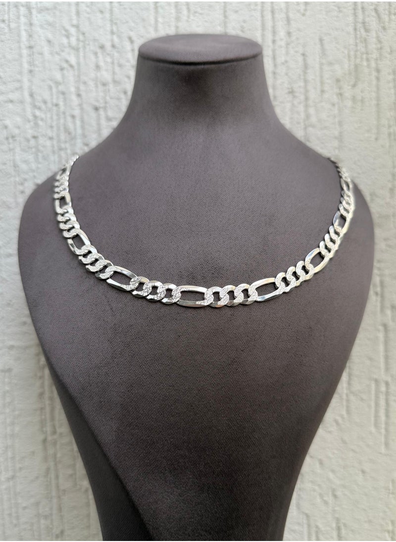 Al Kasr Jewelry Contemporary Link Chain Necklace - Sterling Silver 925 - Plated Rhodium White Gold 18K - 50cm x 7mm - Available in Multiple Sizes  - Image 1