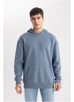 Man Comfort Fit Hooded Long Sleeve Knitted Sweat Shirt