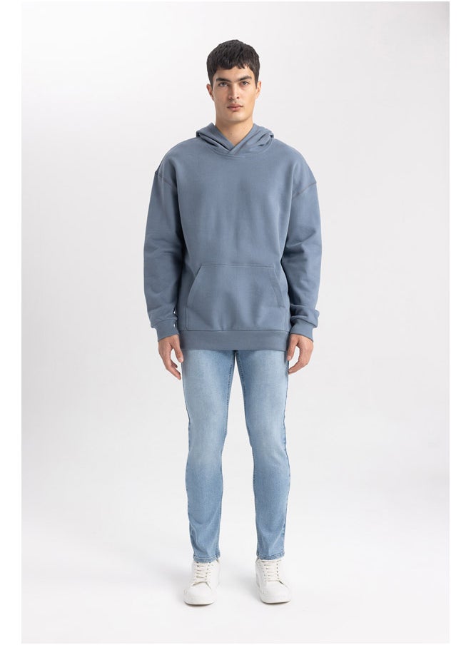 DeFacto - Man Comfort Fit Hooded Long Sleeve Knitted Sweat Shirt - Image 1
