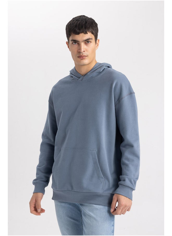 DeFacto - Man Comfort Fit Hooded Long Sleeve Knitted Sweat Shirt - Image 1